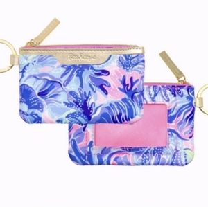 Lily Pulitzer Blue ID Case Wallet Keychain Gift Travel Card Pouch